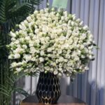 Elegant vase of baby roses, white 1